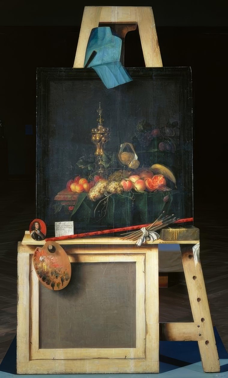 Natürmort meyve ile ressamın şövale by Cornelis Norbertus Gysbrechts