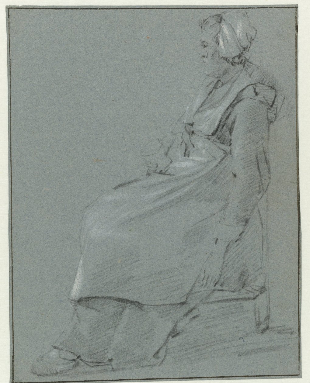 Oturan Kadın, Profilde Solda, Küçük Şapkalı, Sağ Elinde Bardak Tutuyor by Cornelis Pietersz. Bega (circle of)