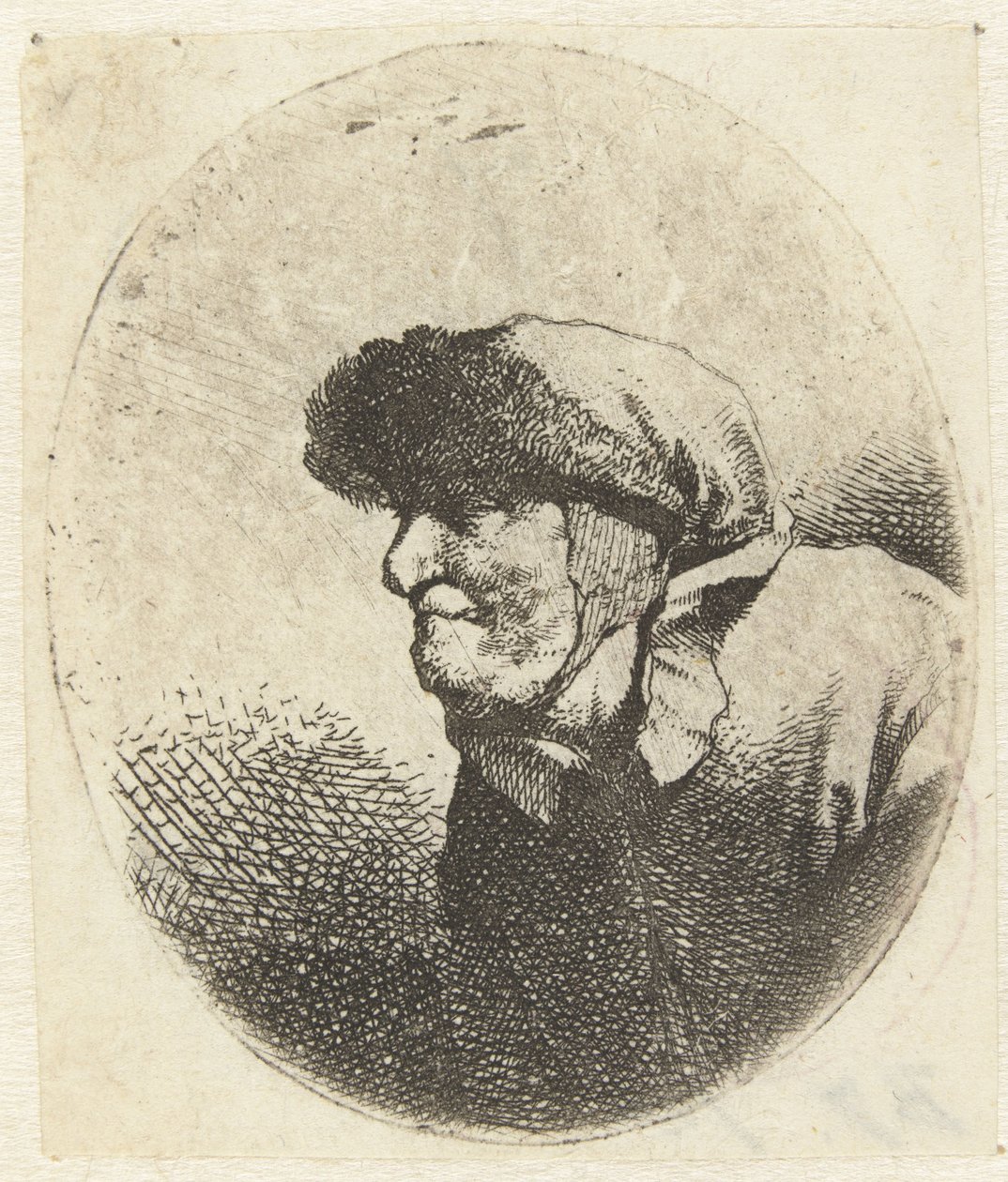 Profilde yaşlı bir kadın büstü by Cornelis Pietersz. Bega