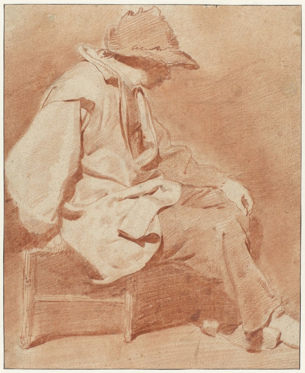 Oturan Adam Şapkalı, Sol Eli Dizinde, Yüzü Sağa Dönmüş by Cornelis Pietersz. Bega