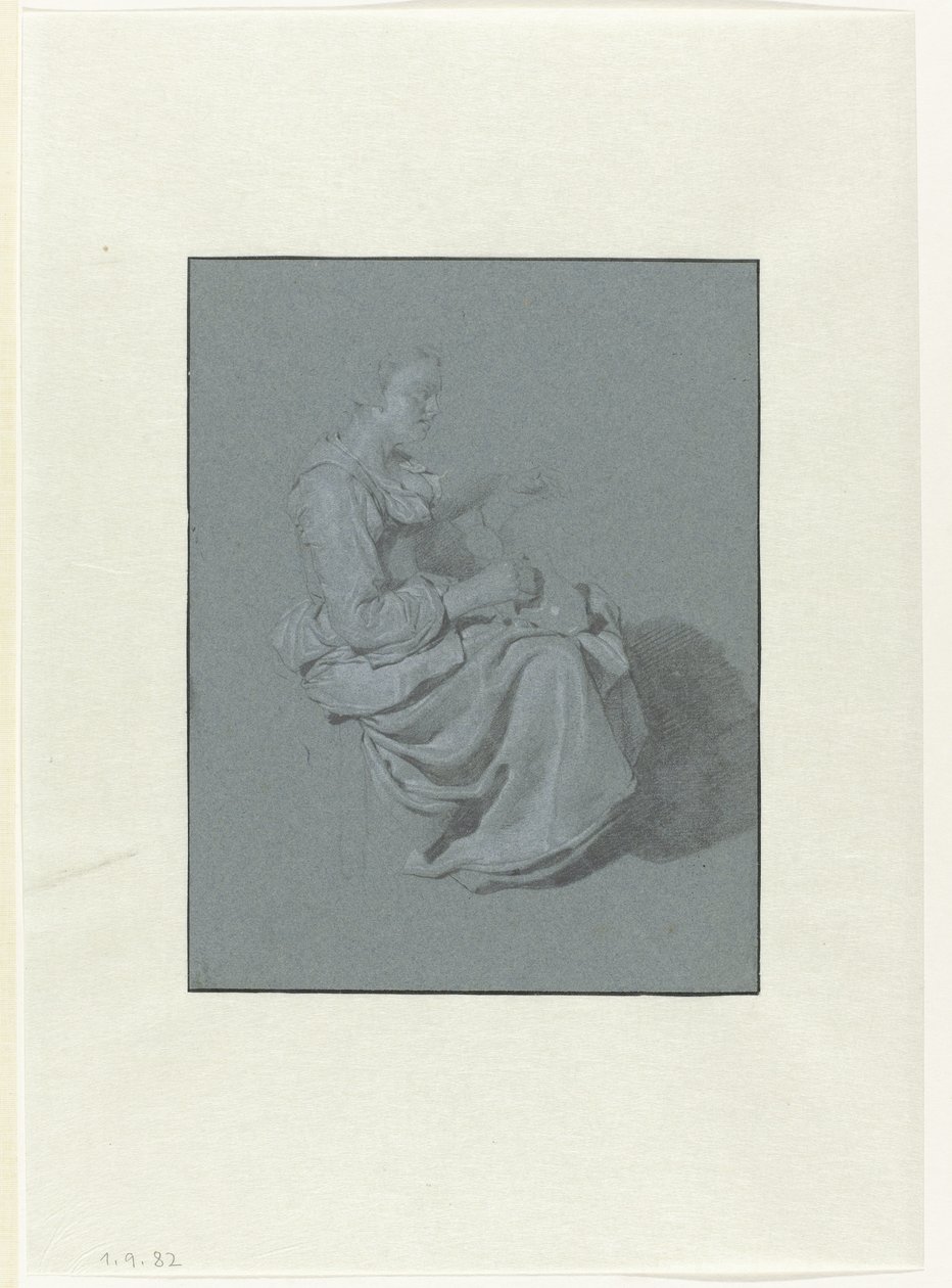 Oturan Kadın, Profilde Sağda, Sağ Elinde Sürahi by Cornelis Pietersz. Bega