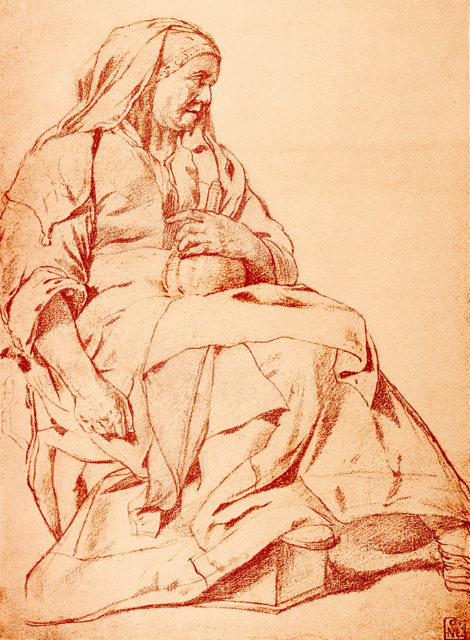 İdrar şişesi olan hasta kadın by Cornelis Pietersz Bega