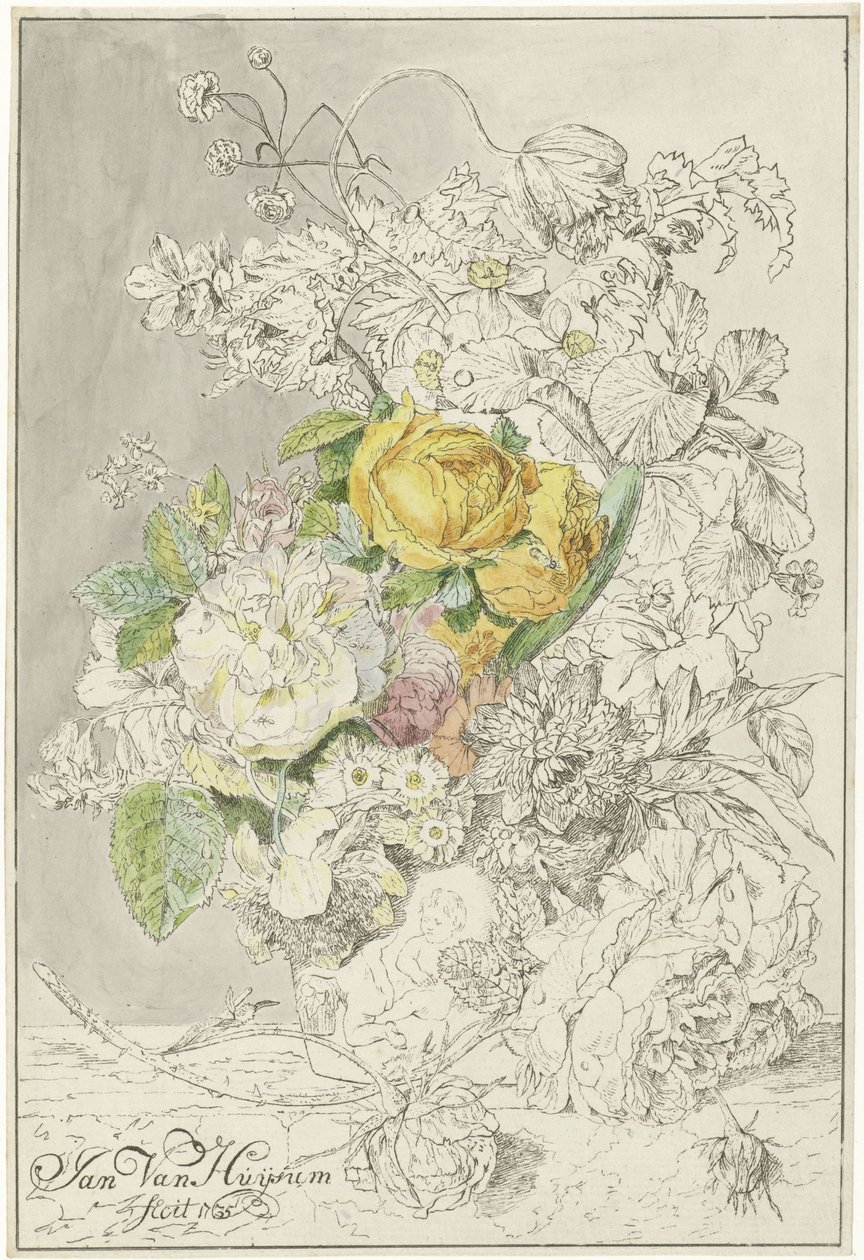 Çiçek aranjmanı by Cornelis Ploos van Amstel (signed by artist)