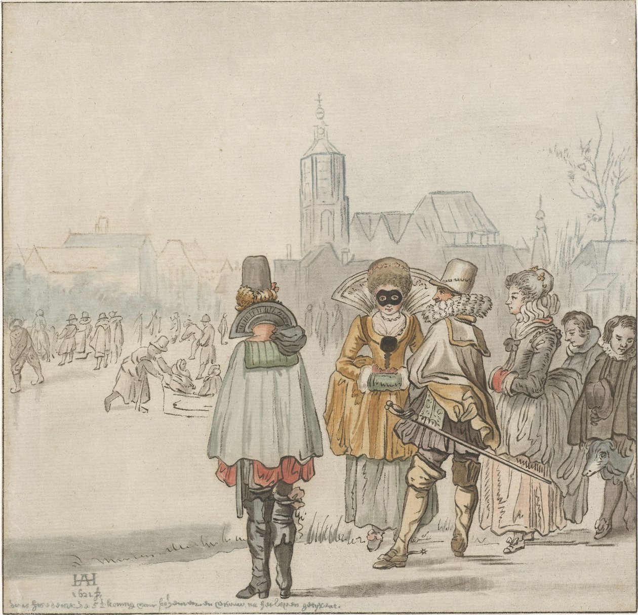 Buz üzerinde zarif şirket by Cornelis Ploos van Amstel (signed by artist)