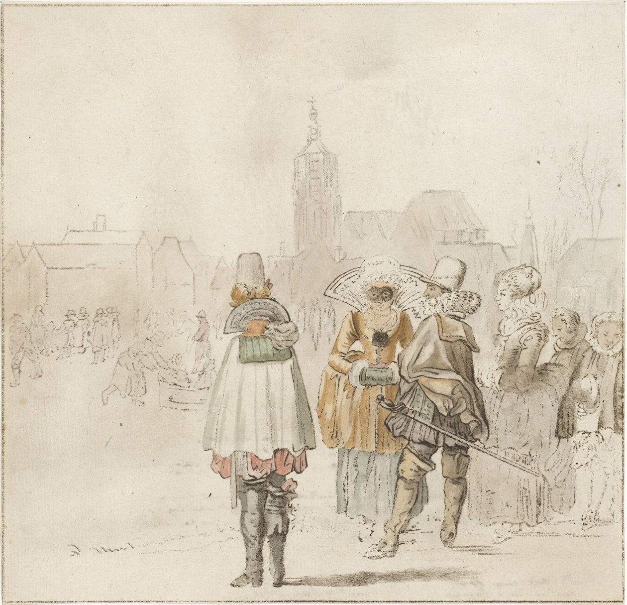Buz üzerinde zarif şirket by Cornelis Ploos van Amstel (signed by artist)