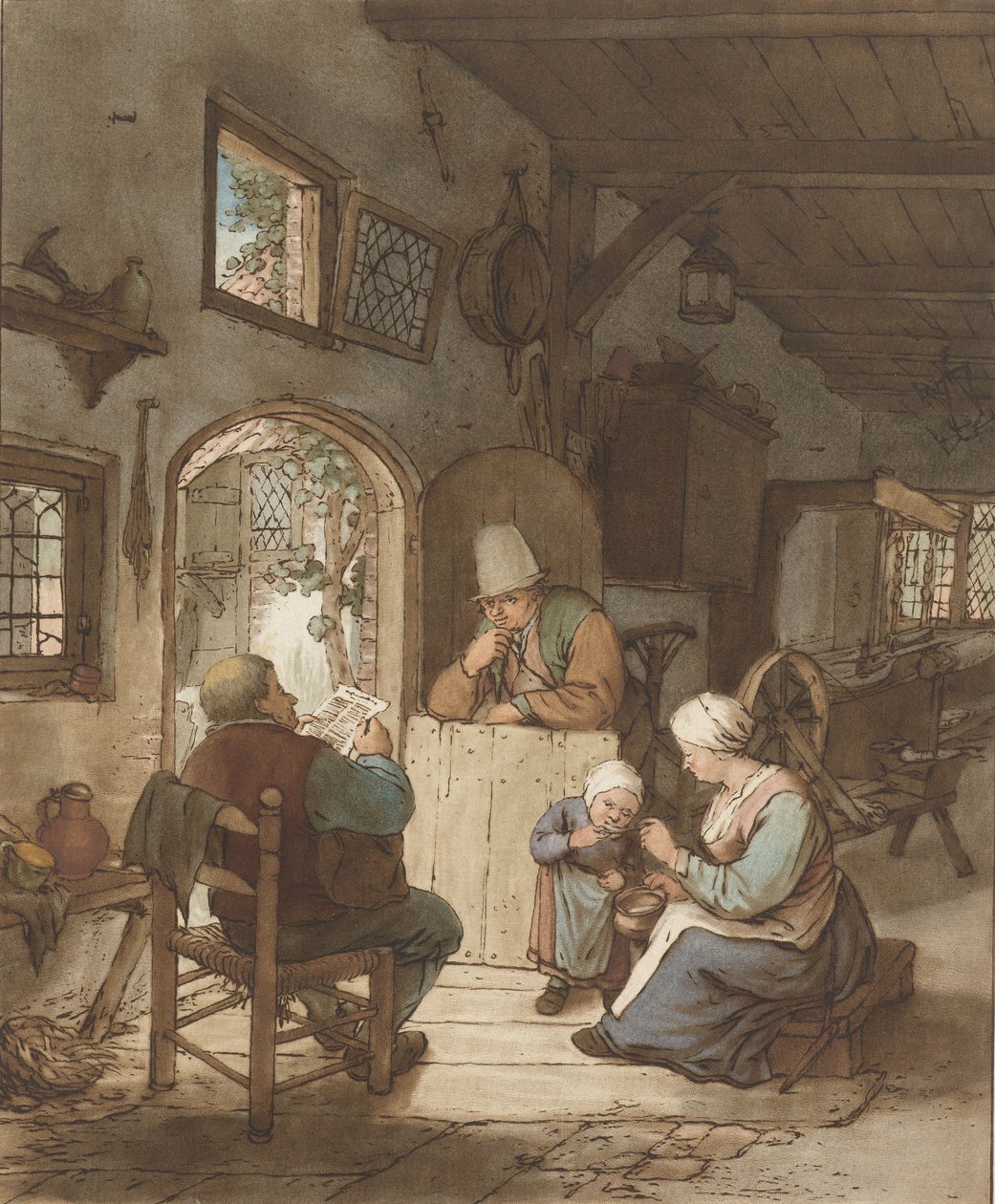 İç mekanda gazete okuyucusu by Cornelis Ploos van Amstel (signed by artist)