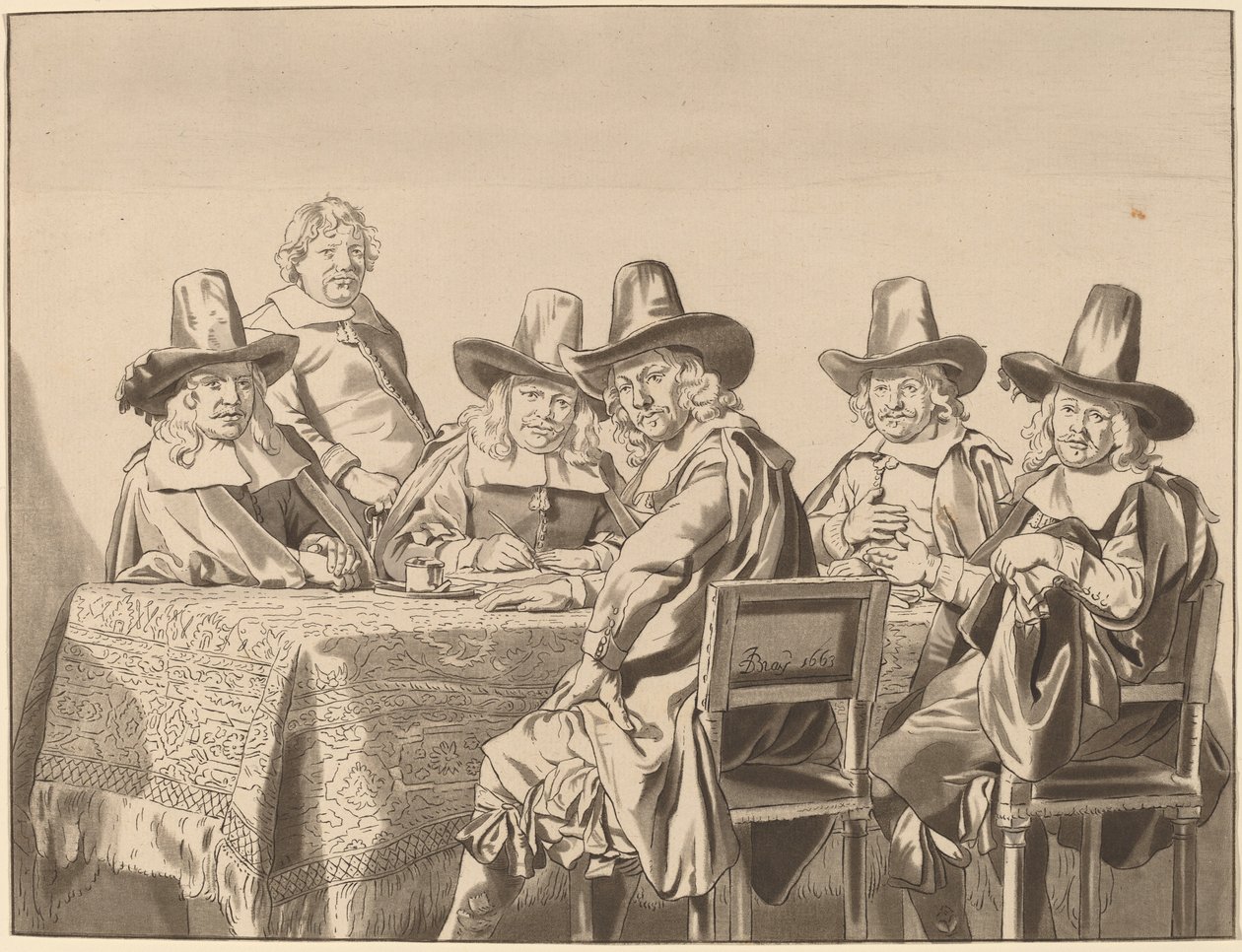 Haarlem Yetim Akıl Hastanesi müdürleri by Cornelis Ploos van Amstel