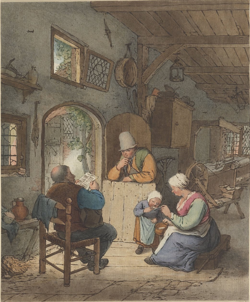 İç mekanda gazete okuyucusu by Cornelis Ploos van Amstel