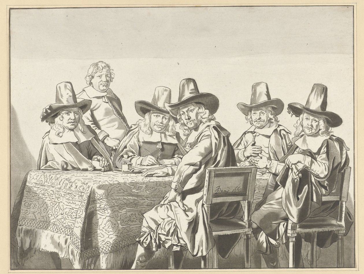 Haarlem'deki yetimhanenin vekilleri by Cornelis Ploos van Amstel