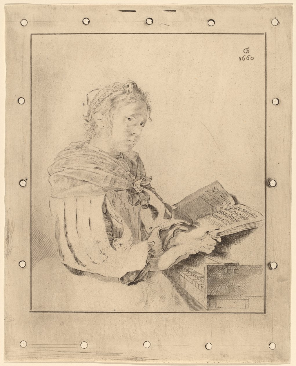 Klavyede Genç Kız by Cornelis Ploos van Amstel