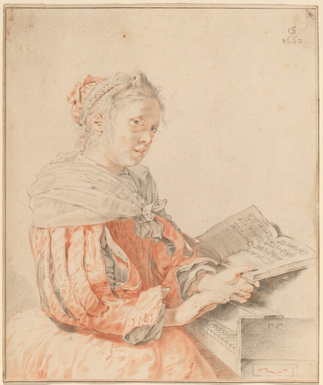 Klavyede Genç Kız by Cornelis Ploos van Amstel