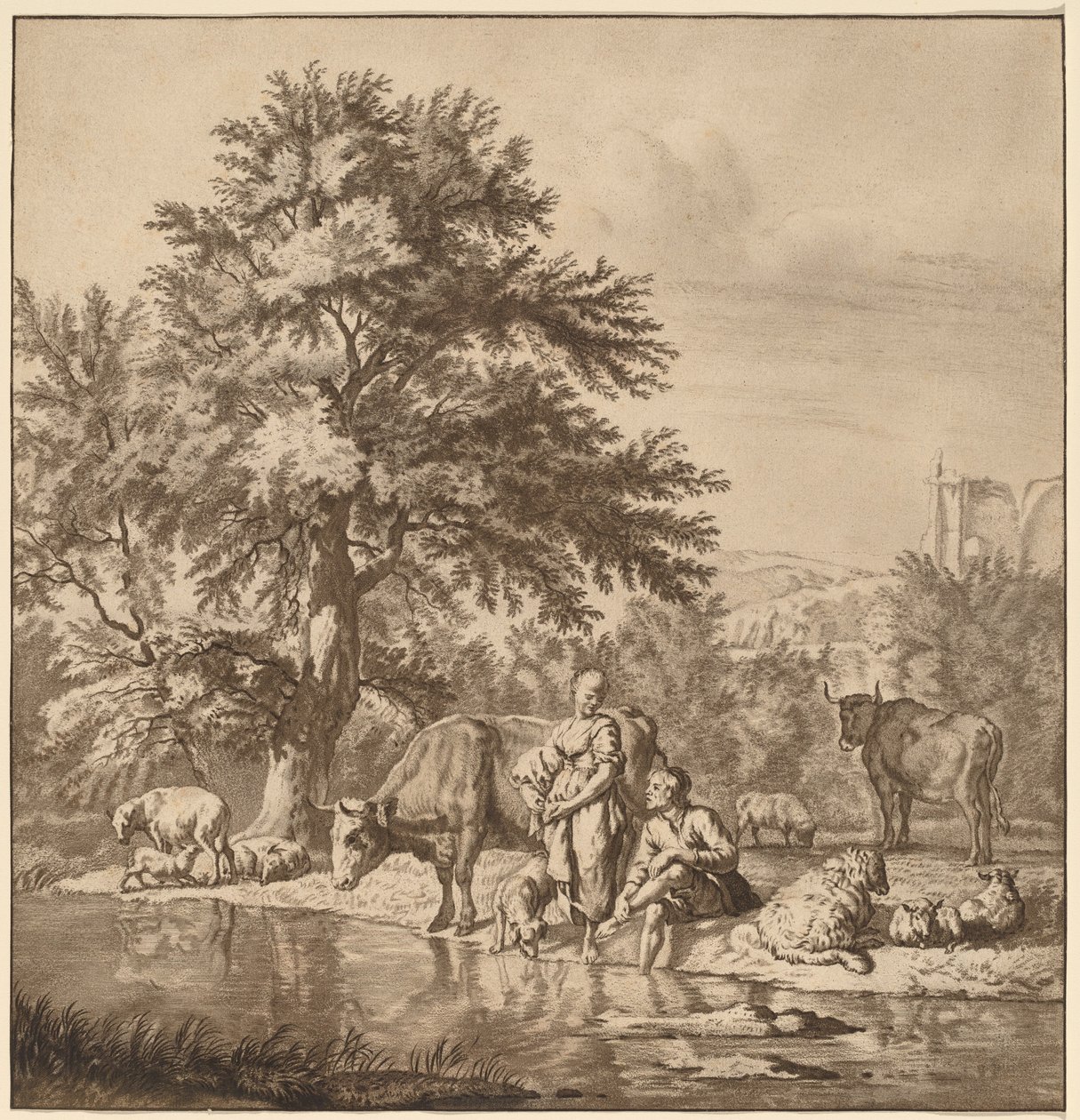 Çoban ve Çoban Sürüsü ile by Cornelis Ploos van Amstel after Adriaen