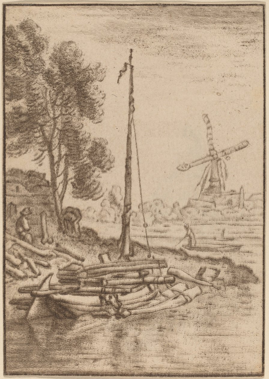dolambaçlı nehir by Cornelis Ploos van Amstel after Herman Saftleven