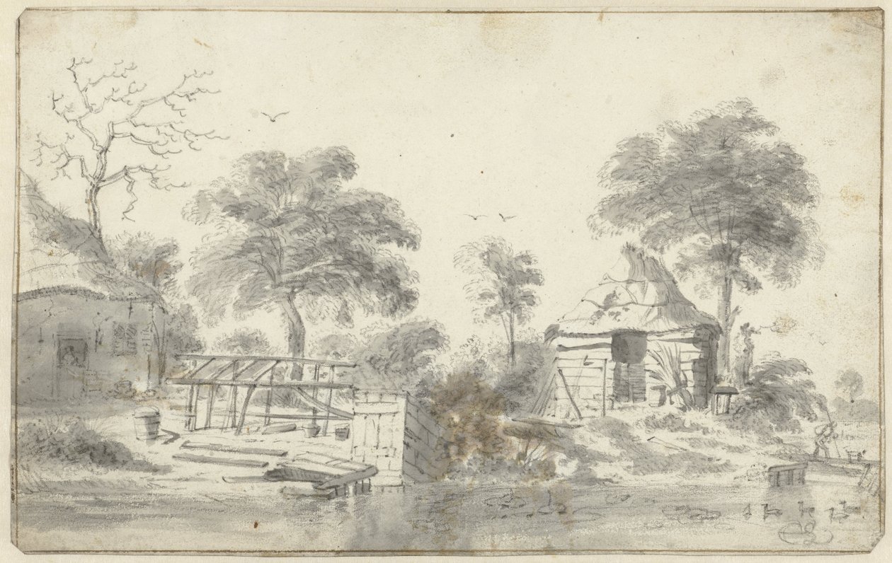 Su üzerinde ahır ile çiftlik by Cornelis Saftleven