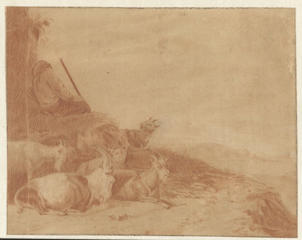 keçi ile uyuyan çoban by Cornelis Saftleven