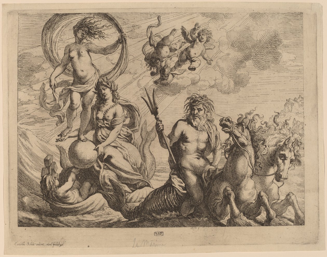 Denizde İki Atlı Neptün by Cornelis Schut I