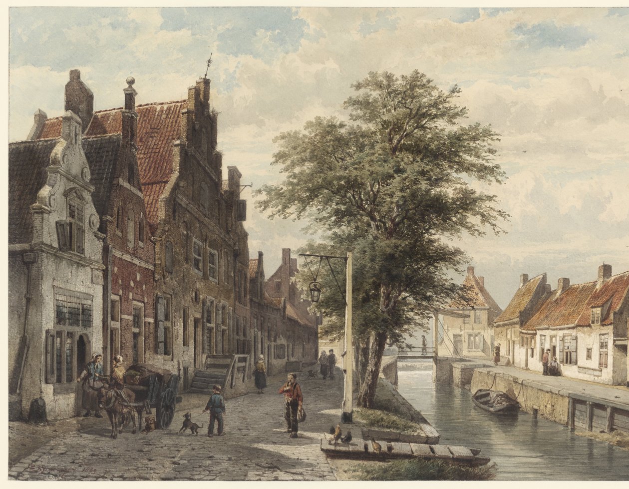 Hasselt'teki kanalın görünümü by Cornelis Springer