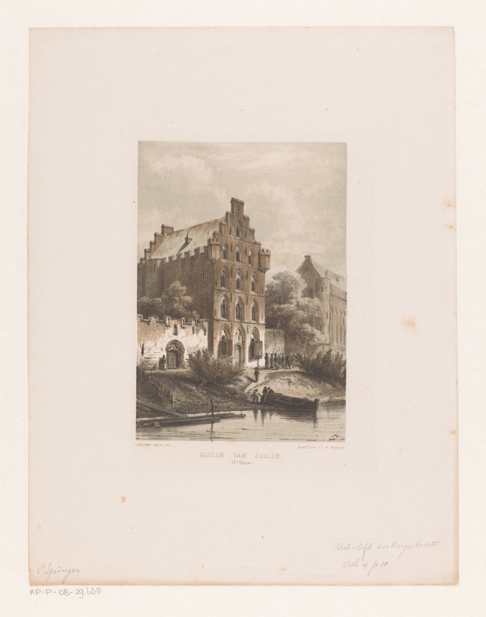 Su kenarındaki evler Soylular Evleri (13. Yüzyıl) (nesne üzerindeki başlık) by Cornelis Springer