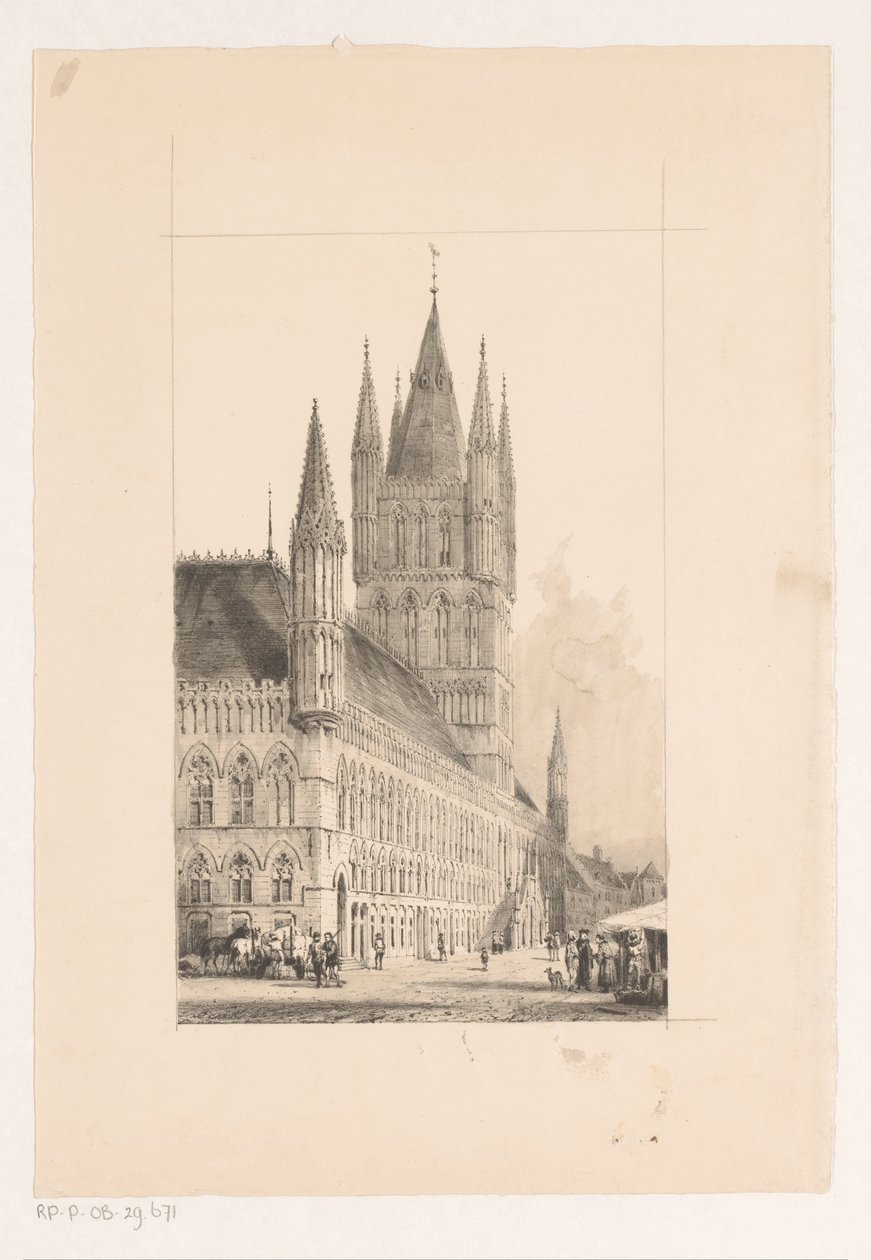 Ypres Kumaş Salonu On üçüncü yüzyıldan kalma belediye binası by Cornelis Springer