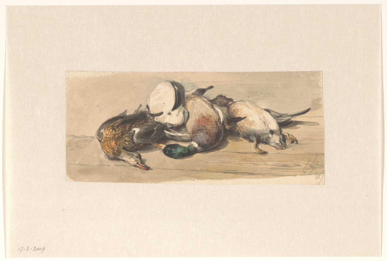 Dört ördek ile natürmort by Cornelis Springer