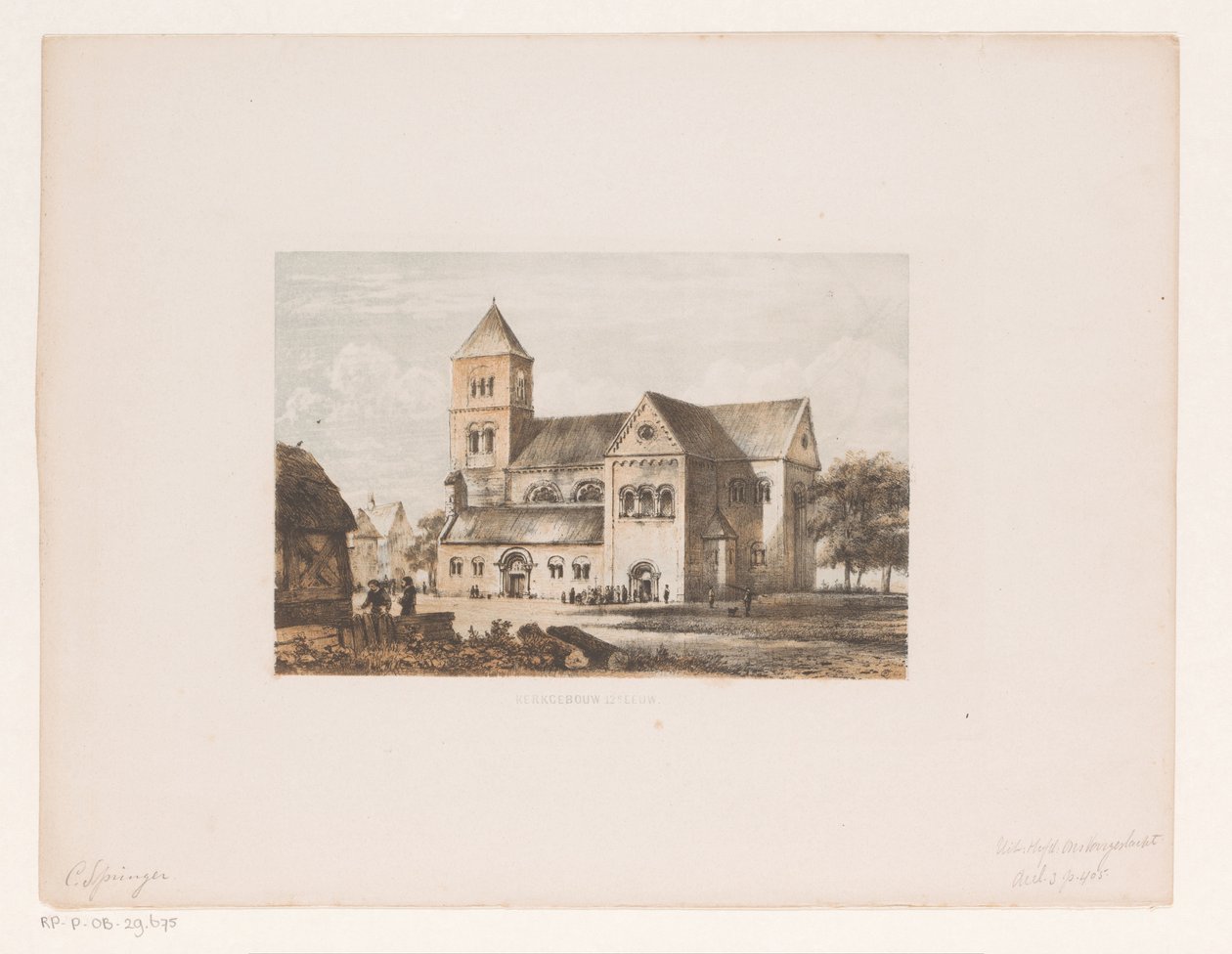 On İkinci Yüzyıl Kilisesi Kilise binası 12. yüzyıl (nesne üzerindeki başlık) by Cornelis Springer