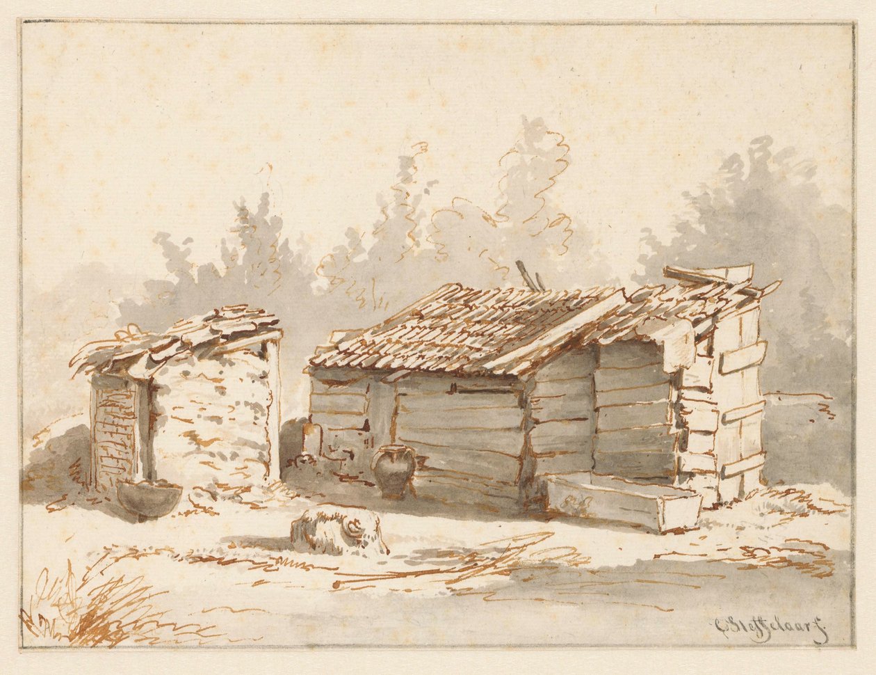 Çiftlik hayvanları için iki kalem by Cornelis Steffelaar