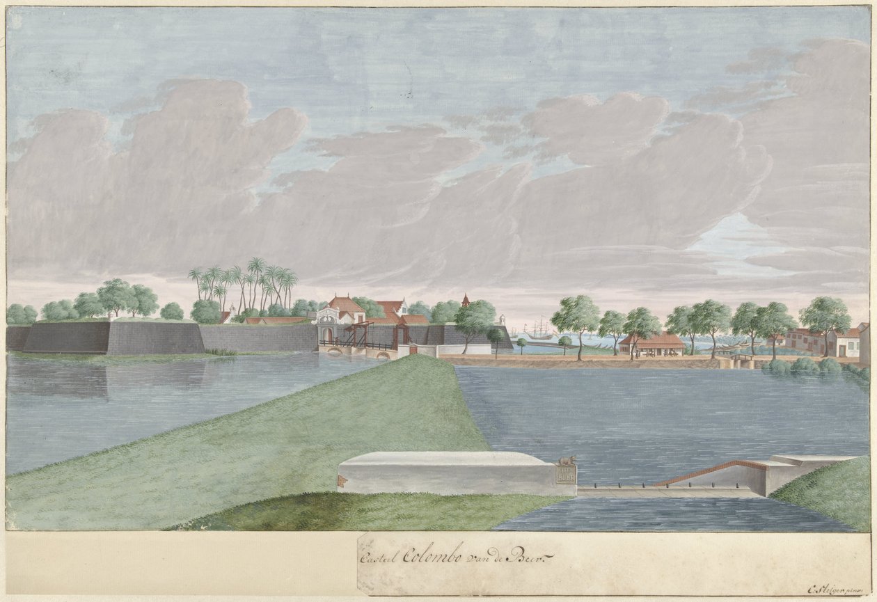 De Beer inişinden Kolombo'nun görünümü (...) Casteel Colombo van de Beer (nesne üzerindeki başlık) by Cornelis Steiger