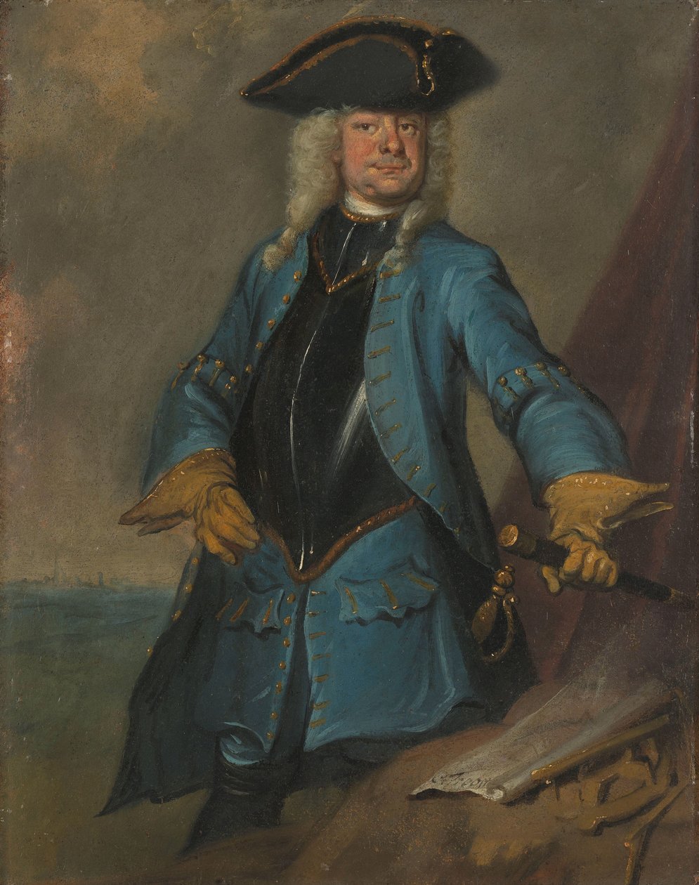 Gerrit Sichterman (1688-1730). Süvari Genel Komutanı, Oranje-Groningen Piyade Alayı Albay, Mezar Komutanı by Cornelis Troost (signed by artist)