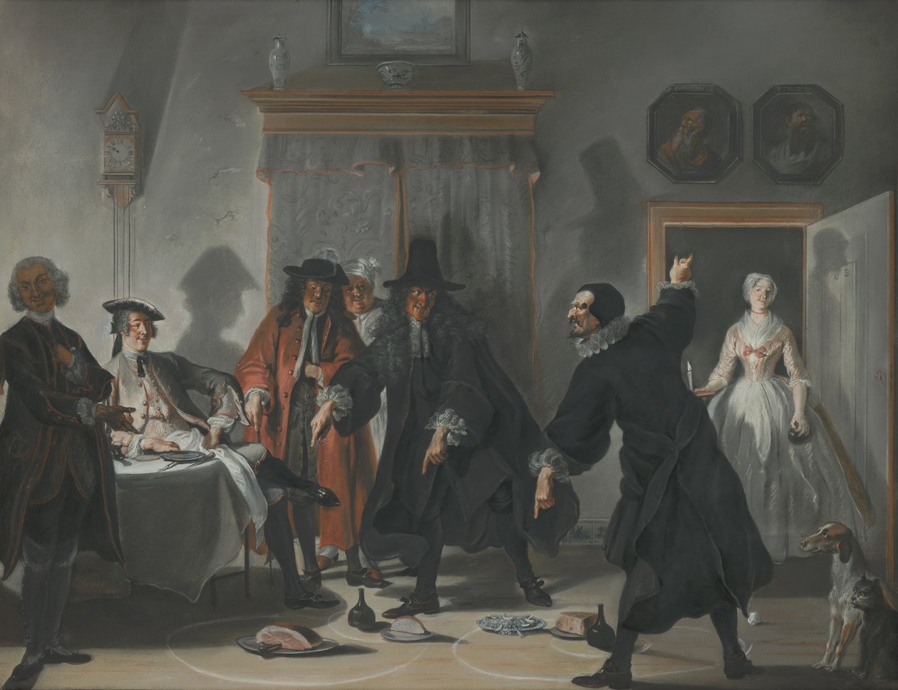 Matematikçiler veya Kaçan Genç Hanım: Doktorlar Raasbollius ve Urinaal Arasındaki Anlaşmazlık, 1741 by Cornelis Troost