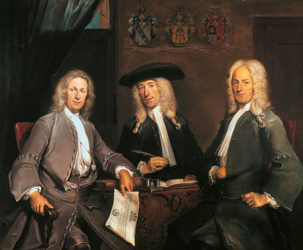 Amsterdam'daki Cerrahlar Loncasının Üç Valisi by Cornelis Troost