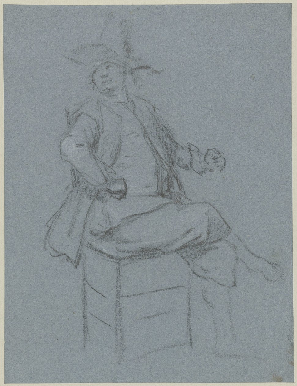 Oturan şarlatan, dörtte üçü sola dönük, başı öteye dönük by Cornelis Troost