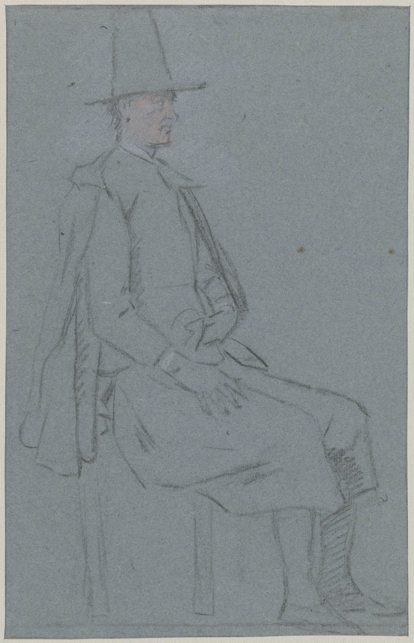 Oturan şarlatan, profil sağa, bir eli uylukta by Cornelis Troost