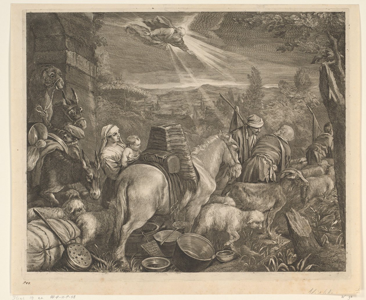 Abraham verlaat Haran Gravür (seri başlığı) by Cornelis Visscher (II)