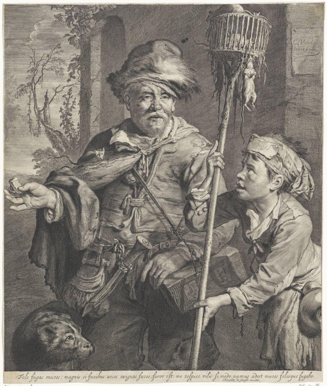Pied Piper hizmetçisiyle birlikte by Cornelis Visscher (II)