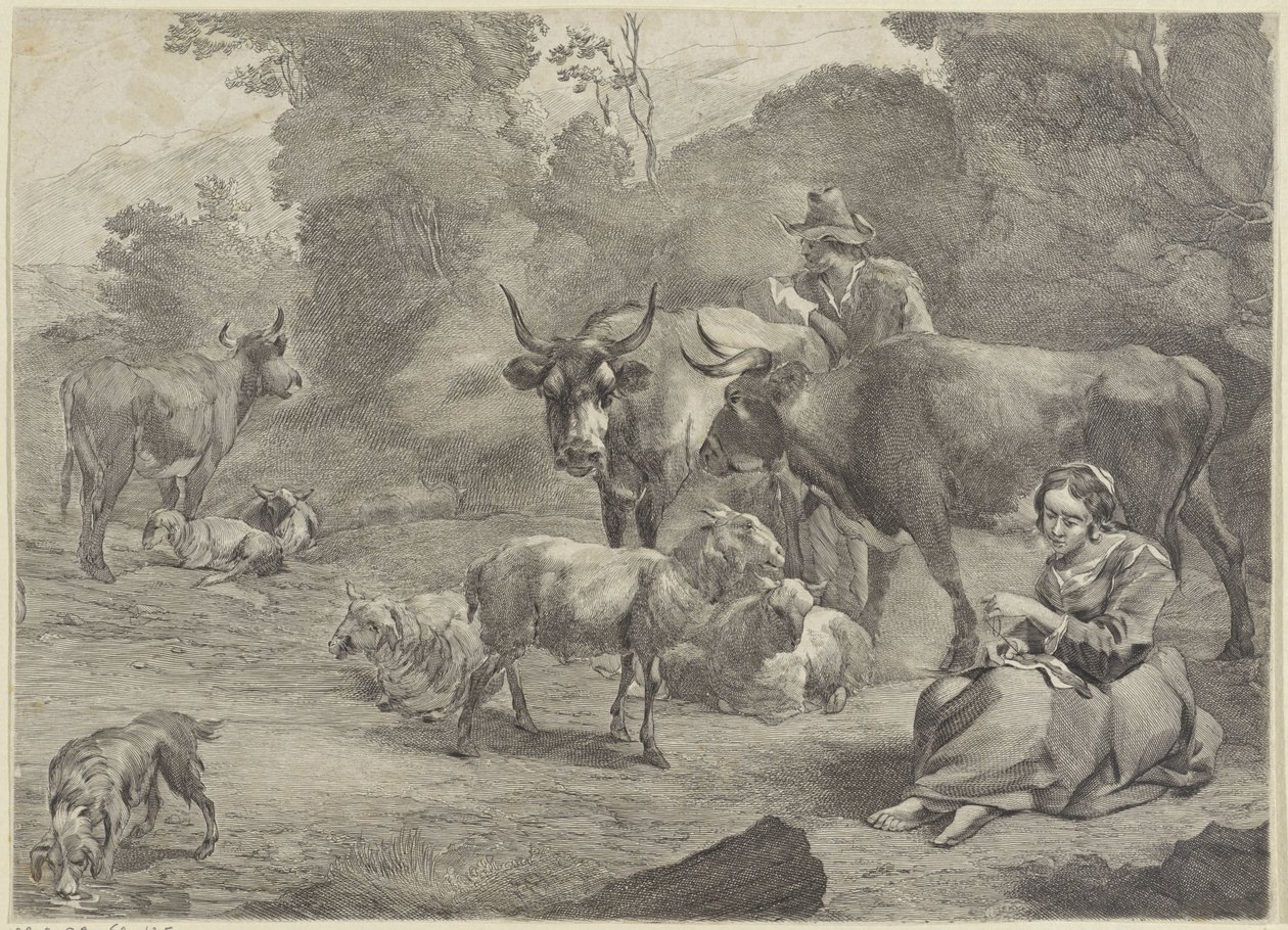Çoban ve Dikiş Çobanının Manzarası by Cornelis Visscher (II)