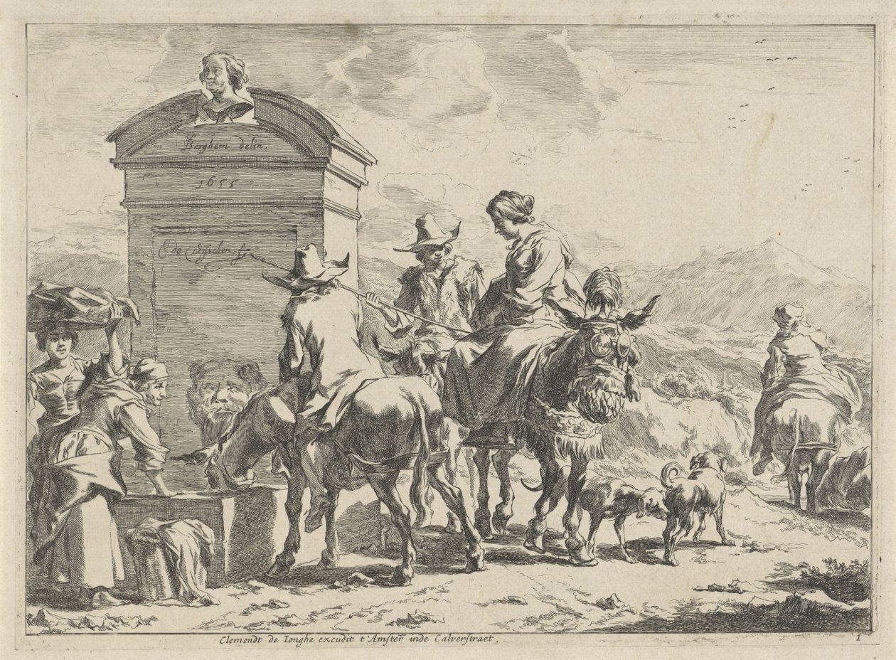 dinlenme yeri Manzaralar (dizi başlığı) by Cornelis Visscher (II)