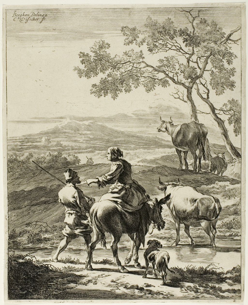 Eşek üzerinde kadın by Cornelis Visscher