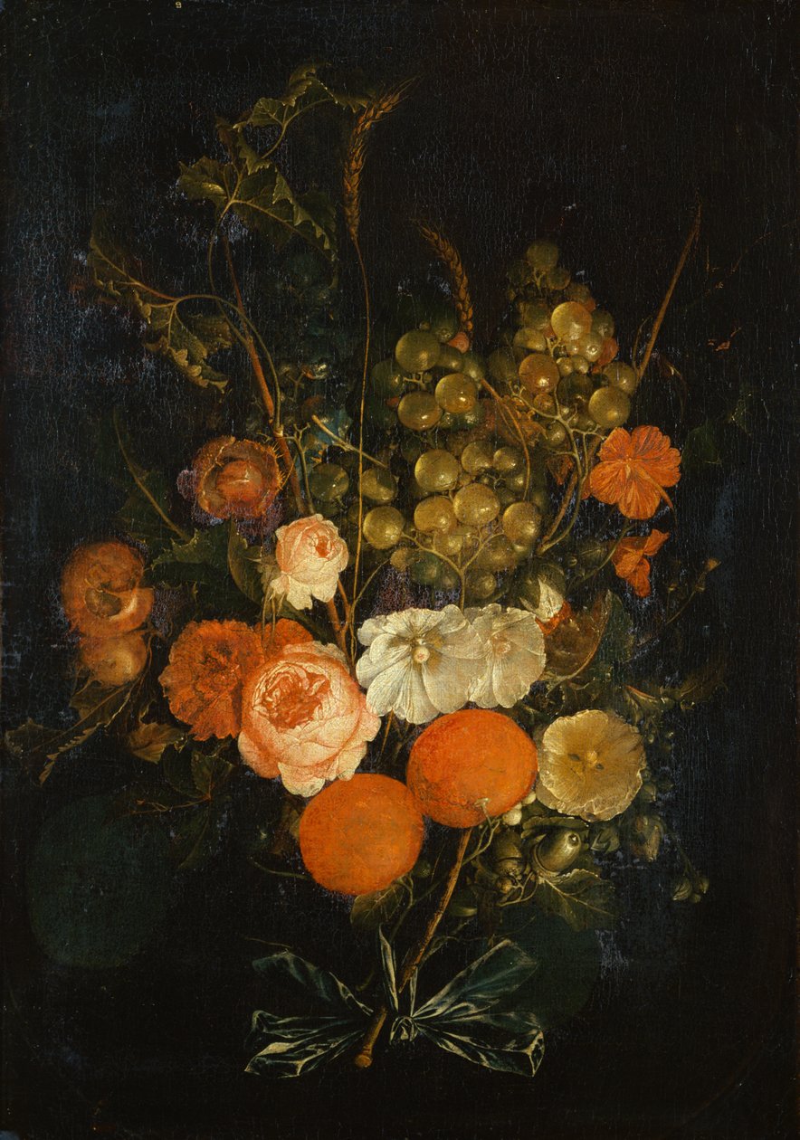 Demet Gül, Karanfil, Portakal, Üzüm, Meşe Palamudu ve Kestane (tuval üzerine yağlı boya) by Cornelis de Heem