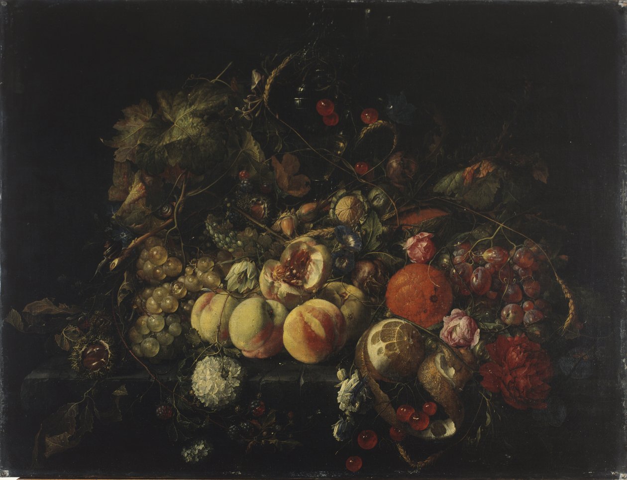 Çiçekler ve Meyvelerle Natürmort by Cornelis de Heem