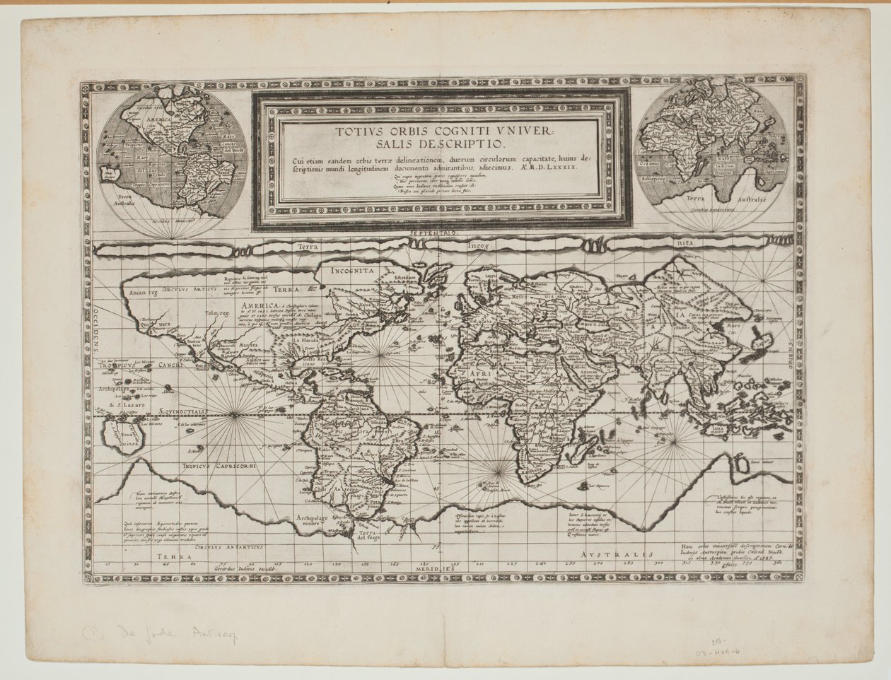 Dünyanın Bilişsel Evrensel Tanımı, Anvers, 1593 by Cornelis de Jode