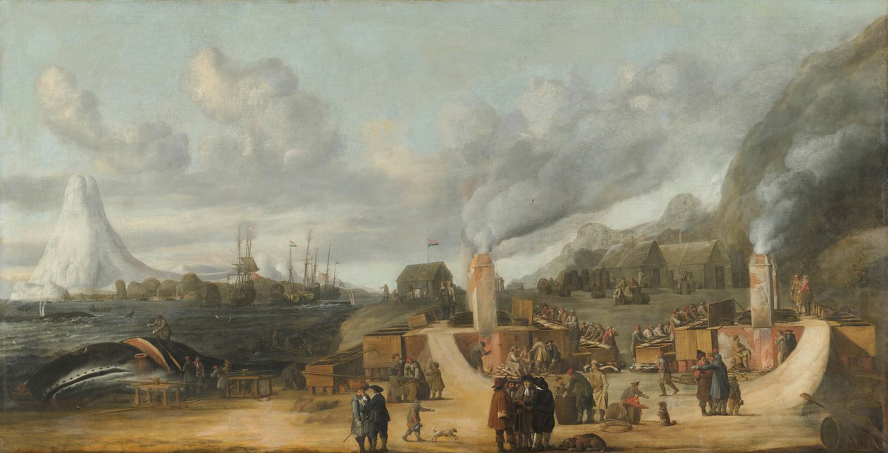 Smerenburg Köyü yakınlarındaki Balina Yağı Rafinerisi, 1639 by Cornelis de Man