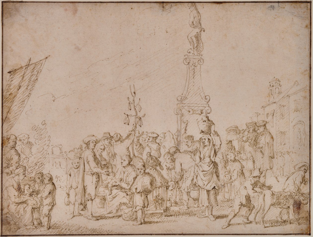 İtalyan pazar sahnesi by Cornelis de Wael