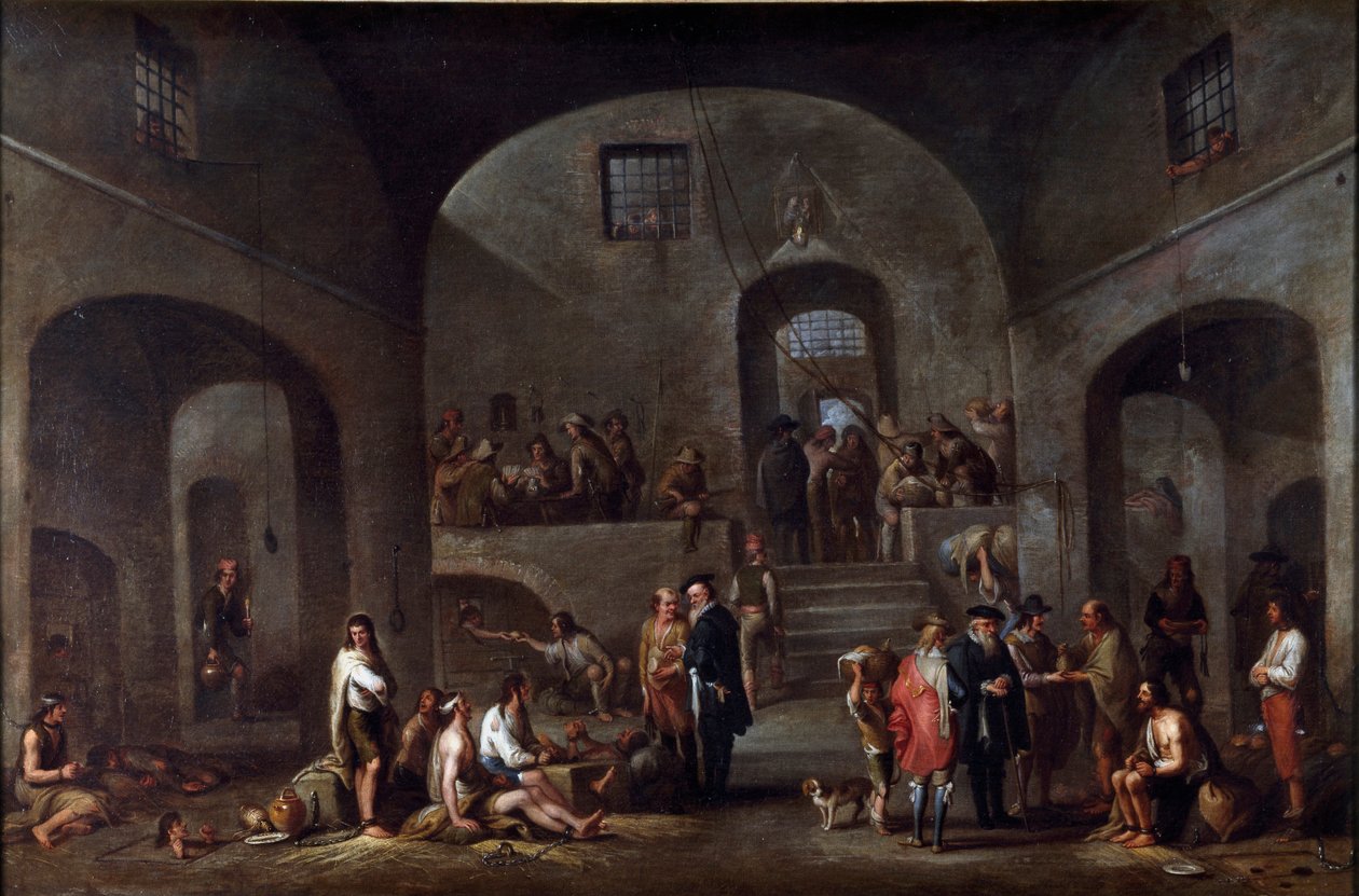 Onbaşı misericorde'un yedi eseri: “”mahkumların ziyareti”” Cornelis De Wael (1592-1667) (ec.flam) Genes, koleksiyon Banco di Chiavari by Cornelis de Wael