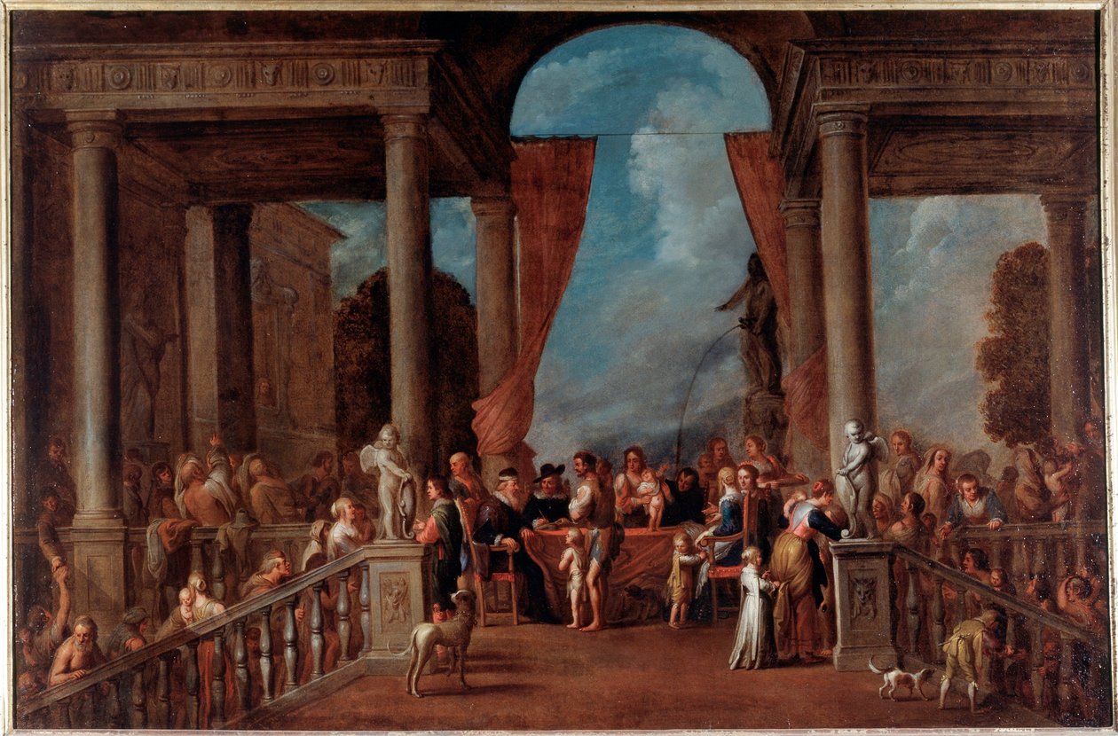Merhamet işleri: çıplakları giydirmek (Resim by Cornelis de Wael