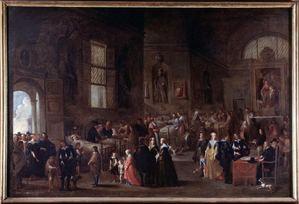 Merhamet İşleri: Hastaları ziyaret etmek by Cornelis de Wael