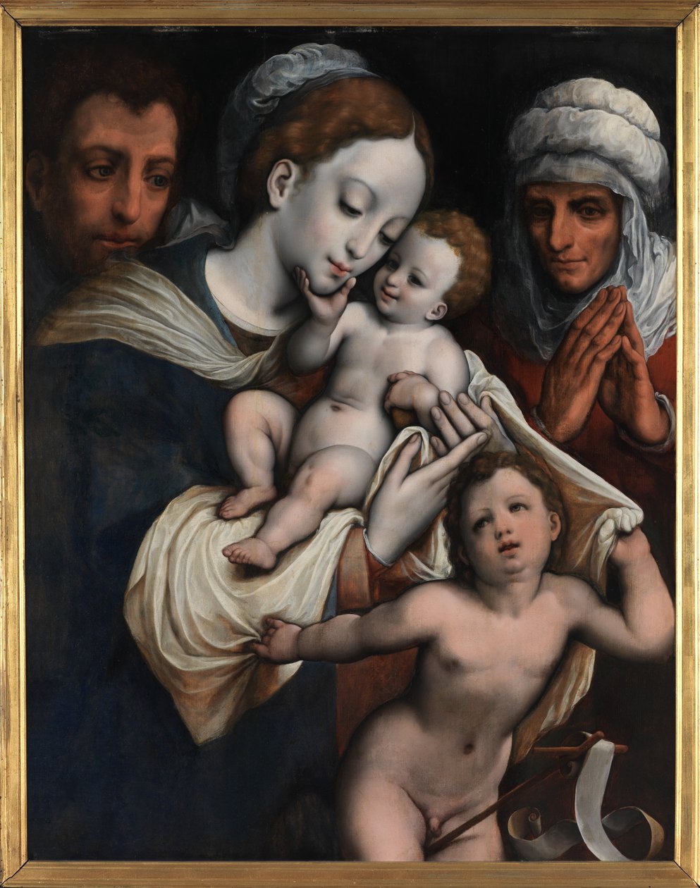 Elisabeth ve Vaftizci Yahya ile Kutsal Aile (panel üzerine yağlıboya) by Cornelis van Cleve