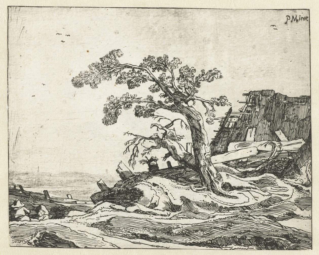 Ağaç ile manzara Dört manzara (dizi başlığı) by Cornelis van Kittensteyn (attributed to)