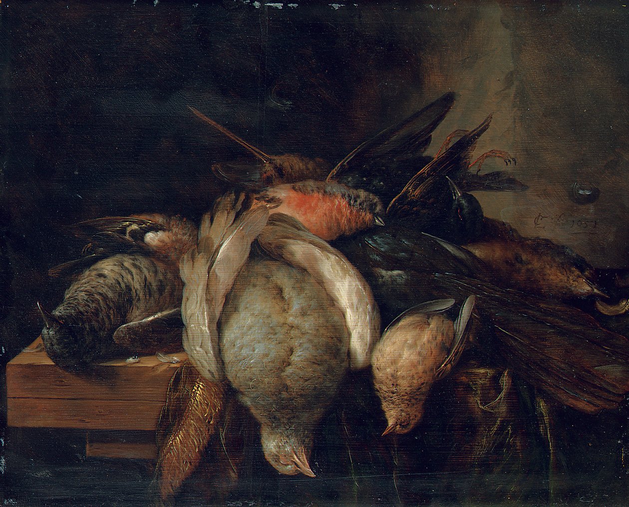 Bir çıkıntıda ölü kuşlar, 1651 by Cornelis van Lelienbergh