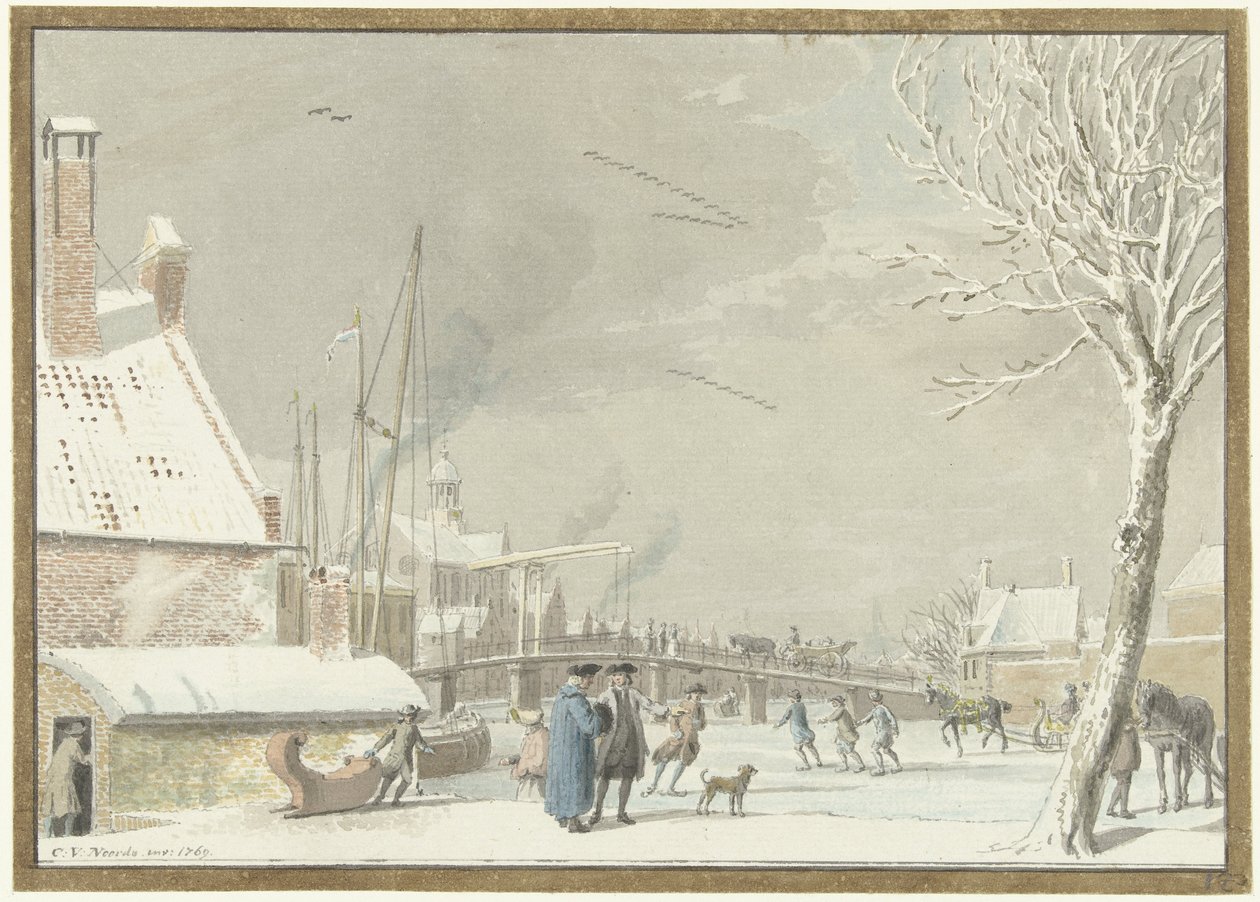 Patencilerle donmuş şehir kanalı by Cornelis van Noorde