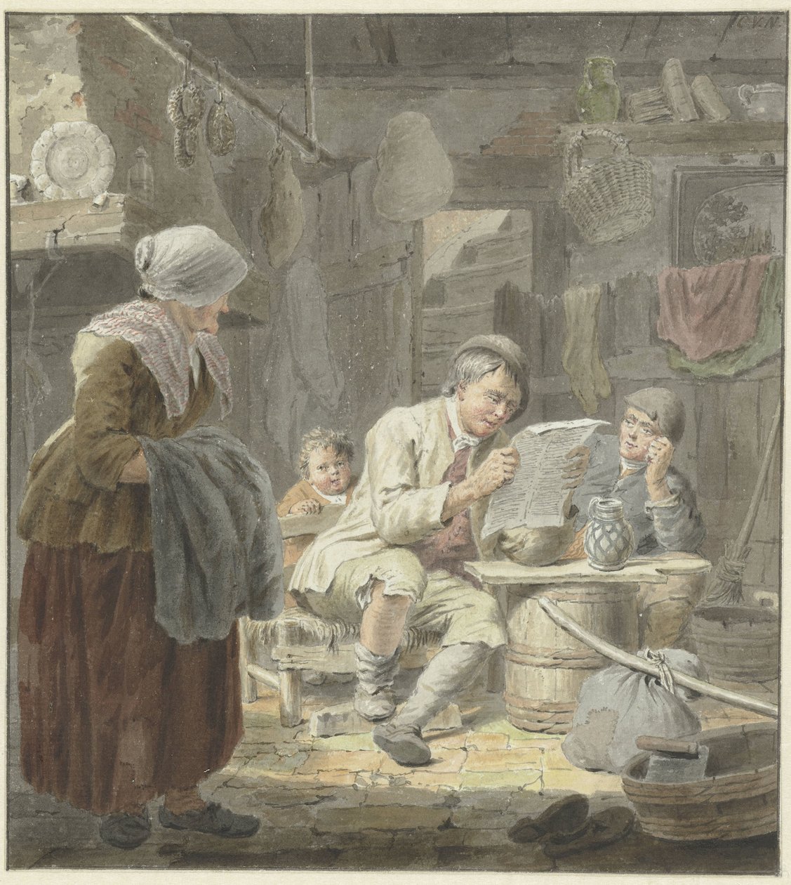 gazete okuyucusu by Cornelis van Noorde